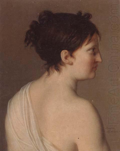 Study of a young woman,half-length,in profile,wearing a white robe, Elise Bruyere